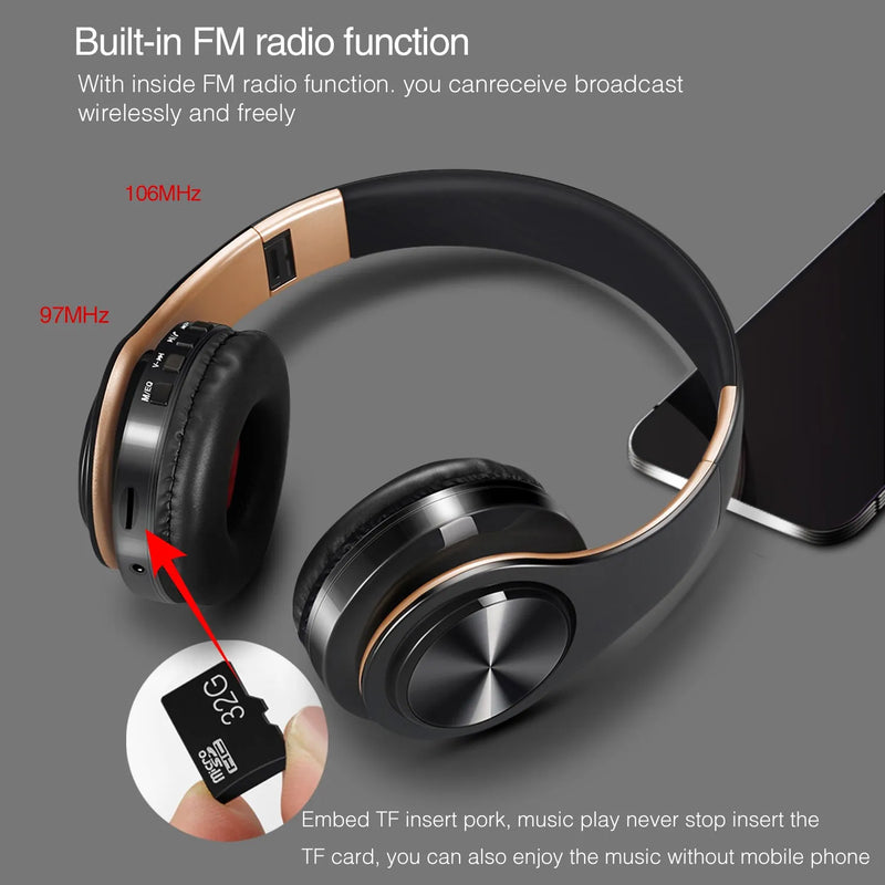 Fone sem fio Bluetooth Headphones Stereo Headset Música Sports Overhead - Dropfy Store