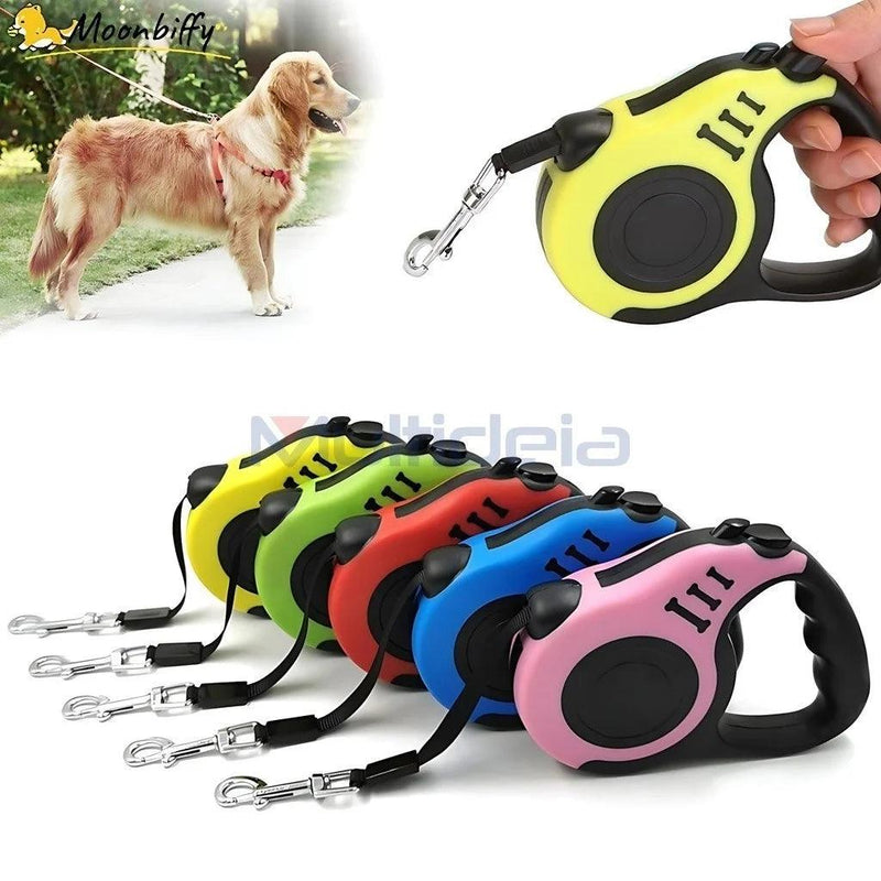 Guia de passeio retrátil de 5 ou 3 metros para cão de estimação com botão de controle e guia para animais de estimação Lug - Dropfy Store