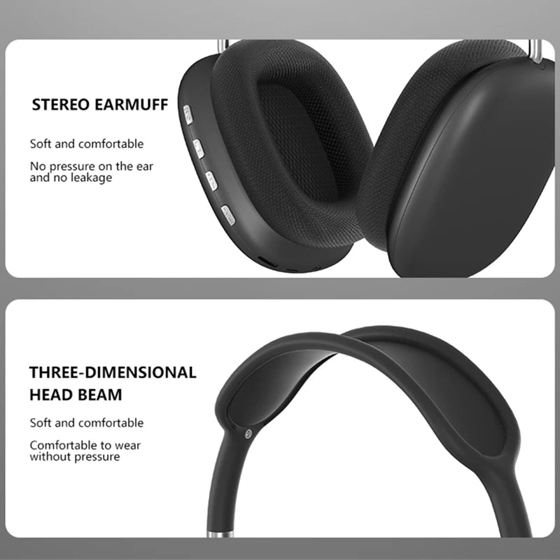 Max P9 Pro Sem Fio Bluetooth Auscultadores, Cancelamento de Ruído, Mic Pods, Over Ear, Sports Gaming Headset - Dropfy Store